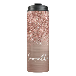 Glänzender Roségold-Glamour personalisierter Name Thermosbecher