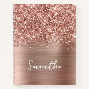 Glänzender Roségold Glamour-Schriftname Notizbuch