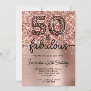 Glänzender Roségold-Leoparden-Glamour 50 und Fabel Einladung