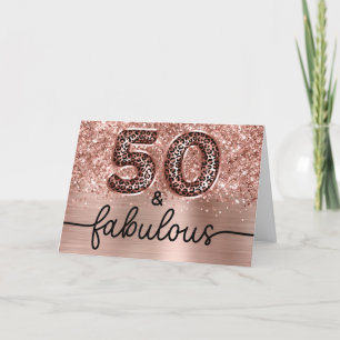Glänzender Roségold-Leoparden-Glamour 50 und Fabel Karte