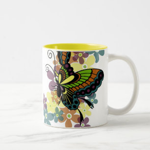 Glänzender Schmetterling Zweifarbige Tasse