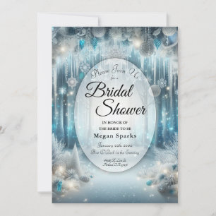Glänzender Schneewald-Bridal-Shower Einladung