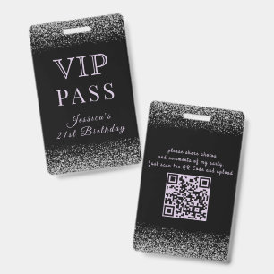 Glänzender Schwarz & Lila VIP-Geburtstagspass Ausweis