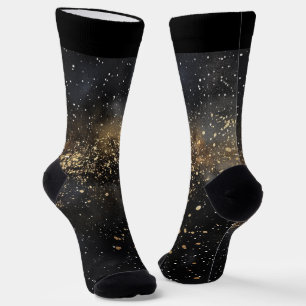 Glänzender schwarzer und goldener Hintergrund Socken