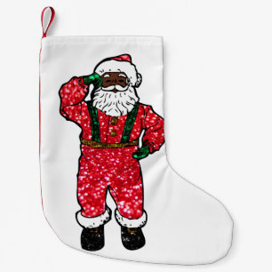 glänzender schwarzer Weihnachtsmann-Weihnachtsstru Kleiner Weihnachtsstrumpf