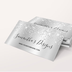 Glänzender Silberkonfetti Glitter Ombre Online Sho Visitenkarte