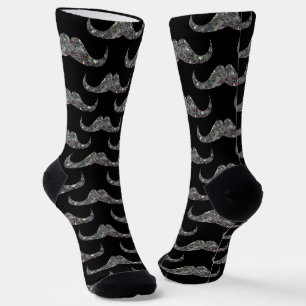 Glänzender silberner falscher Glitter-Schnurrbart Socken