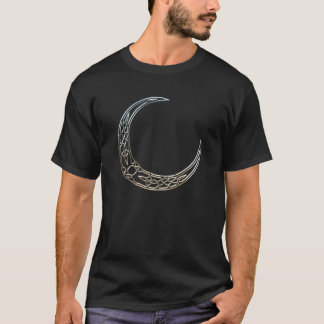 Glänzender silberner keltischer sichelförmiger T-Shirt
