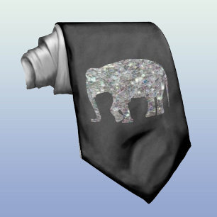 Glänzender silberner Mosaik-Glitter-Elefant Krawatte