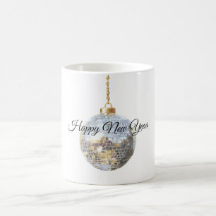 Glänzender Silberner Neujahrsball Kaffeetasse