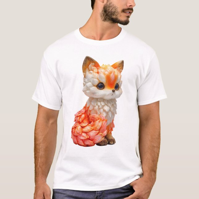 Glänzender skulpturierter Flammenfuchs-Mann T-Shirt (Vorderseite)