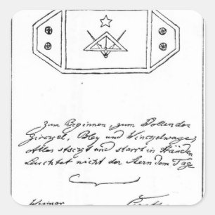 Glänzender Stern über Quadrat und Kompass und Quadratischer Aufkleber