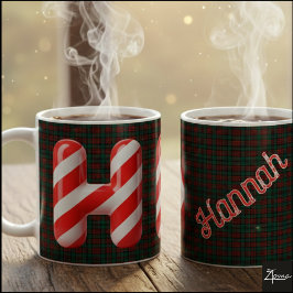 Glänzender Streifen-Weihnachtsbuchstabe H in Form Kaffeetasse