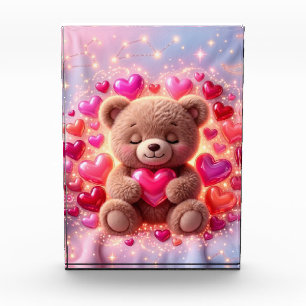 Glänzender Teddy Liebes Foto Block 💖Foto Block