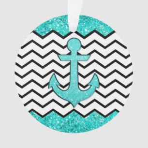 Glänzender Türkisanker und Chevron Ornament