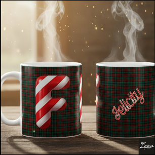 Glänzender Zuckerstangen-Gestreifter Weihnachtsbuc Kaffeetasse