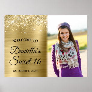Glänzendes Blassgold Glam Soft Edge Foto Sweet 16 Poster
