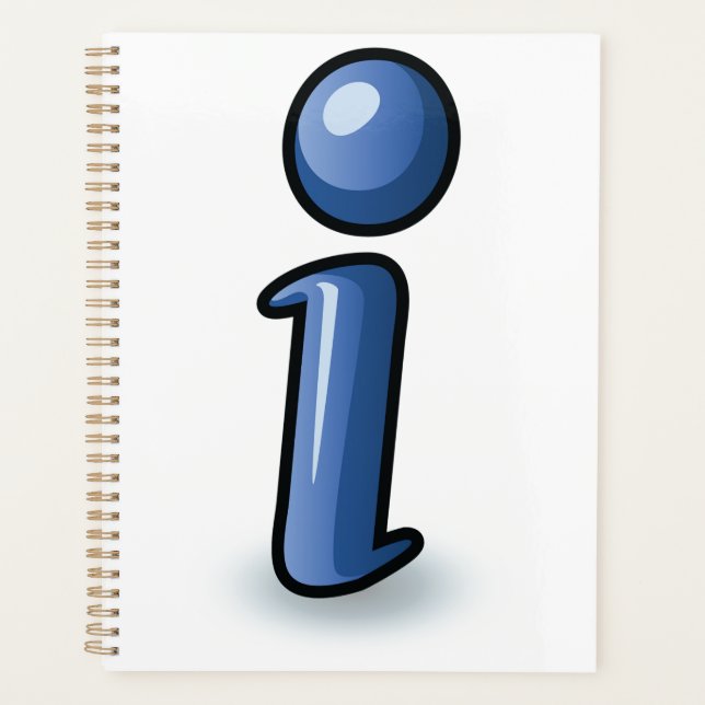 Glänzendes blaues Informationssymbol Icon Planer (Vorderseite)