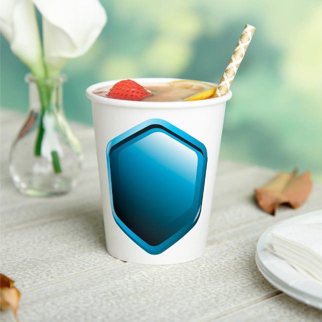 Glänzendes blaues Sechseck-Icon Moderne Geometrie Pappbecher (Von Creator hochgeladen)