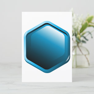 Glänzendes blaues Sechseck-Symbol moderne Geometri Einladung