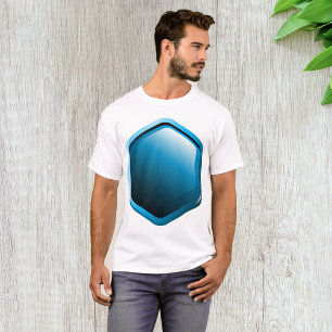 Glänzendes blaues Sechseck-Symbol moderne Geometri T-Shirt