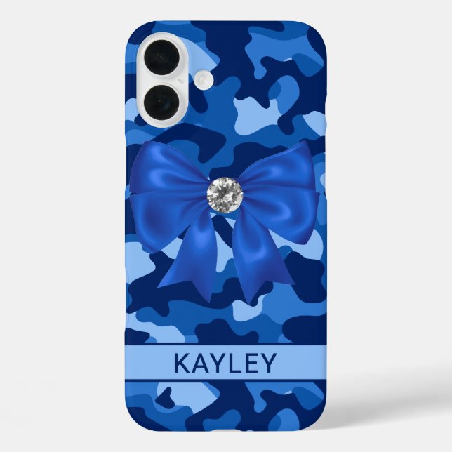 Glänzendes blaues Tarnmuster personalisiert Case-Mate iPhone Hülle (Rückseite)