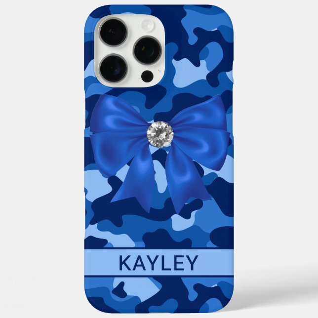 Glänzendes blaues Tarnmuster personalisiert Case-Mate iPhone Hülle (Rückseite)