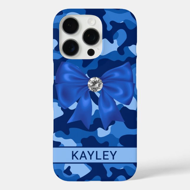 Glänzendes blaues Tarnmuster Personalisiert Case-Mate iPhone Hülle (Rückseite)