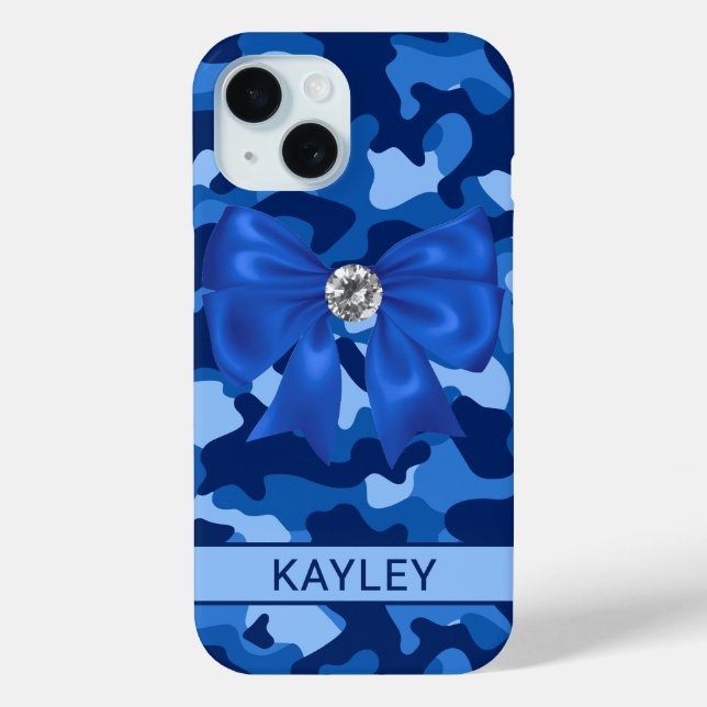 Glänzendes blaues Tarnmuster Personalisiert Case-Mate iPhone Hülle (Rückseite)