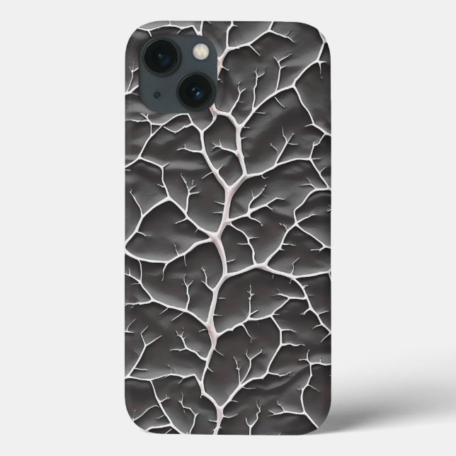 Glänzendes dunkelgraues iPhone-Case mit Asttextur Case-Mate iPhone Hülle (Rückseite)