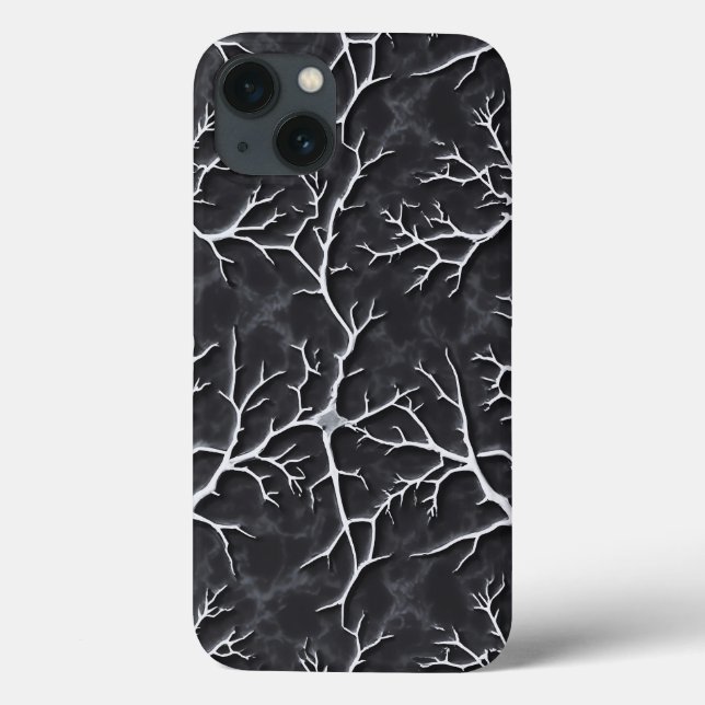 Glänzendes dunkelgraues iPhone-Case mit Zweig-Reli Case-Mate iPhone Hülle (Rückseite)