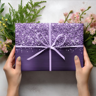 Glänzendes Dunkelviolett Faux Folie Geschenkpapier Set