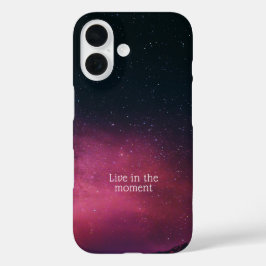 Glänzendes Dunkles „Lebe im Moment“ – Premium Glän iPhone 16 Hülle
