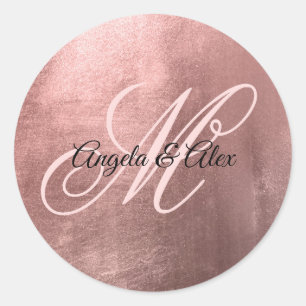 Glänzendes falsches Roségold-Folien-Fancy-Wedding- Runder Aufkleber