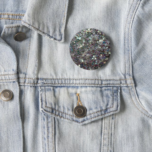 Glänzendes farbenfrohes Silbermosaik Button (Beispiel)