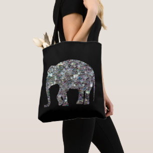 Glänzendes farbenfrohes silbernes Mosaik-Elefant a