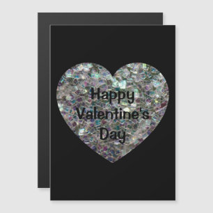 Glänzendes farbenfrohes silbernes Mosaik Valentins Magnetkarte