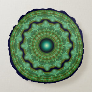 Glänzendes Feen-Fraktal-Rund-Ornament Rundes Kissen