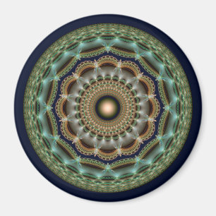 Glänzendes fraktales rundes brillantes Ornament Magnet