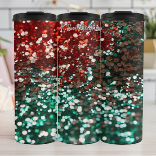 Glänzendes funkelndes Weihnachten Thermosbecher