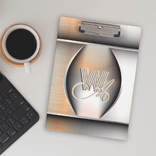 Glänzendes gebürstetes Stahl-Monogramm Klemmbrett