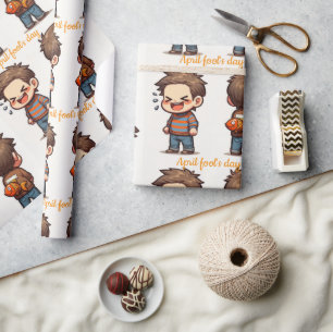 Glänzendes Geschenkpapier April-Schcherztag-Angeln