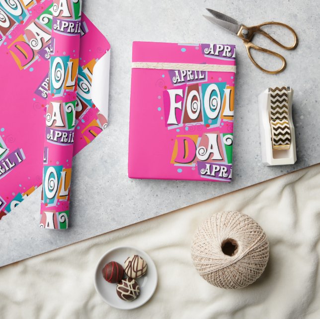 Glänzendes Geschenkpapier April-Scherz-Tag Clown  (Kunsthandwerk)