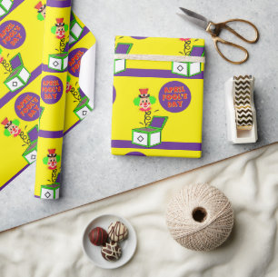 Glänzendes Geschenkpapier April-Scherz-Tag Clown