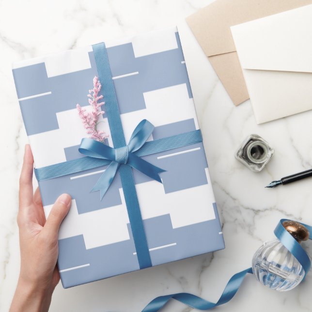Glänzendes Geschenkpapier Blau-Weiß gestreift (Schenken)