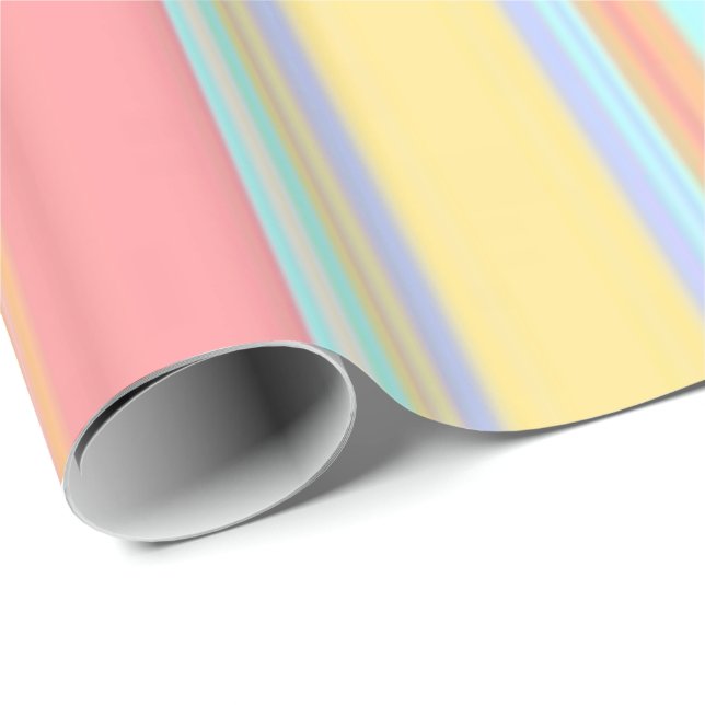 Glänzendes Geschenkpapier Pastellstreifen (Rolleneckpunkt)