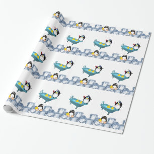 Glänzendes Geschenkpapier, Pinguin Gelbe Enten Bad Geschenkpapier