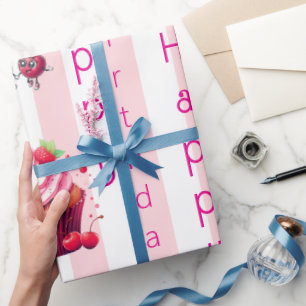 Glänzendes Geschenkpapier Rosa Streifen Alles Gute