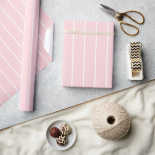Glänzendes Geschenkpapier Rosa & Weiß gestreift