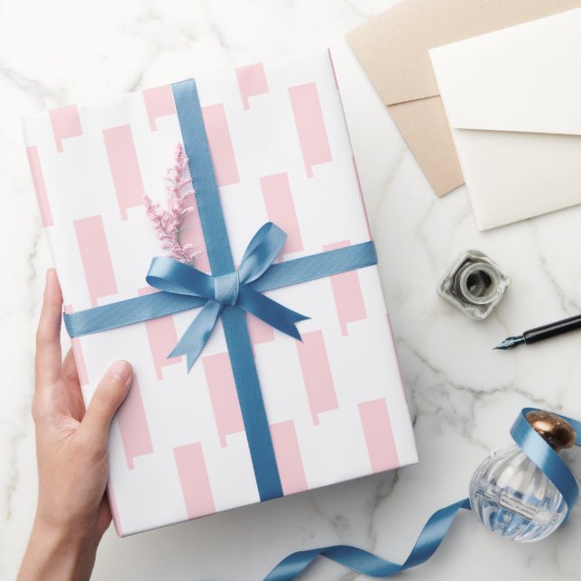 Glänzendes Geschenkpapier Rosa & Weiß gestreift (Schenken)